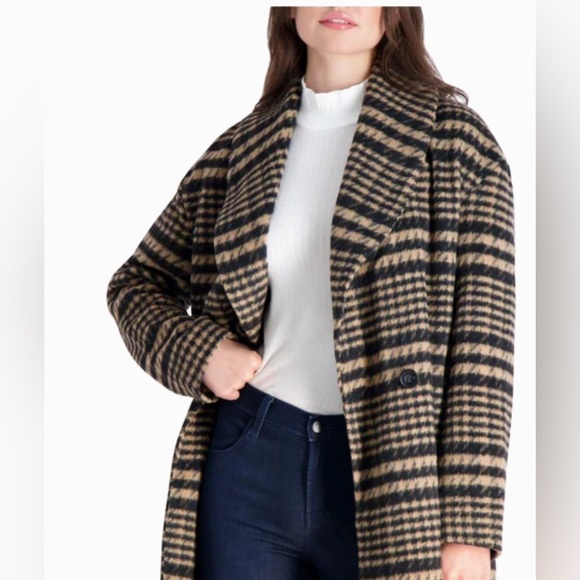 AVEC LES FILLES
BRUSHED FAUX WOOL PLAID COAT FOR WOMEN|NWT|SZ M - Picture 4 of 6